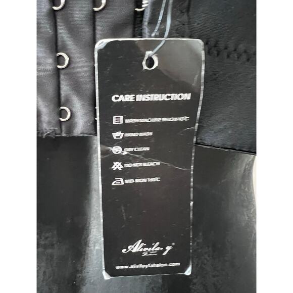 NWT Alivila Y Sequin Bustier Corset Top Sz S Black Silver Coquette Party Club - Picture 6 of 8